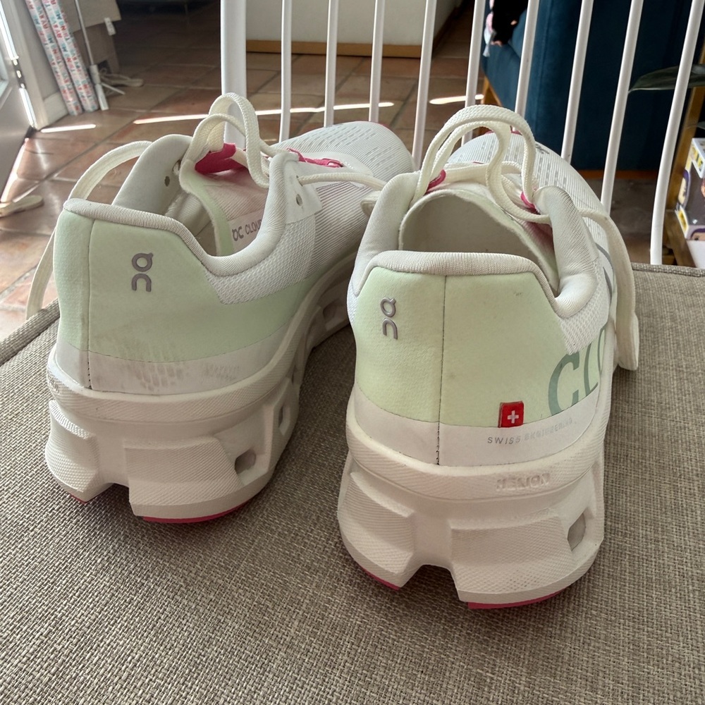 On Cloudtec Cloudmonster White Sneakers With Pink… - image 6